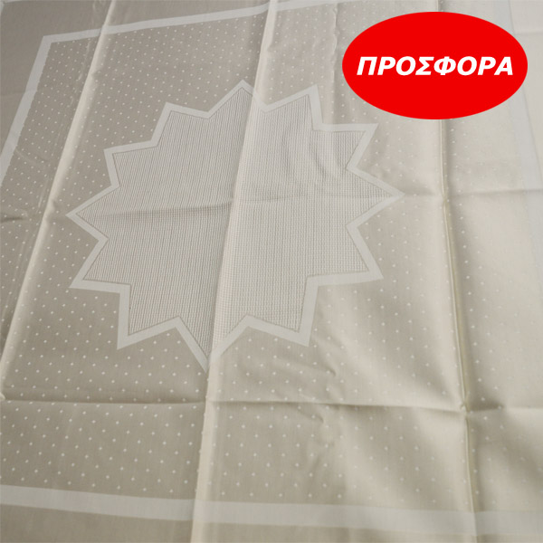 Καρέ Ζακάρ 5018 σε κρεμ χρώμα με ύφανση για κέντημα